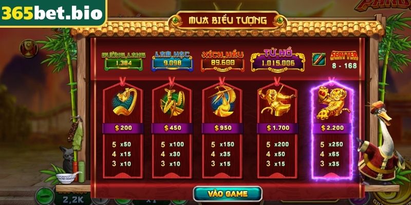 Kungfu Panda 365Bet – Game Nổ Hũ Võ Thuật Hấp Dẫn Thưởng Lớn 2 Hệ số thưởng trong Kungfu Panda